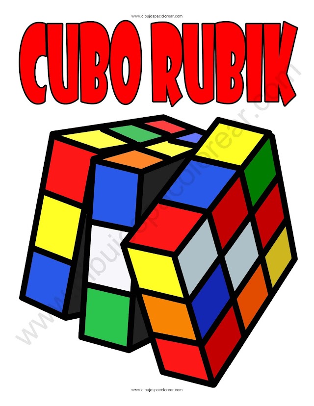 Cubo Rubik dibujo a color y para colorear